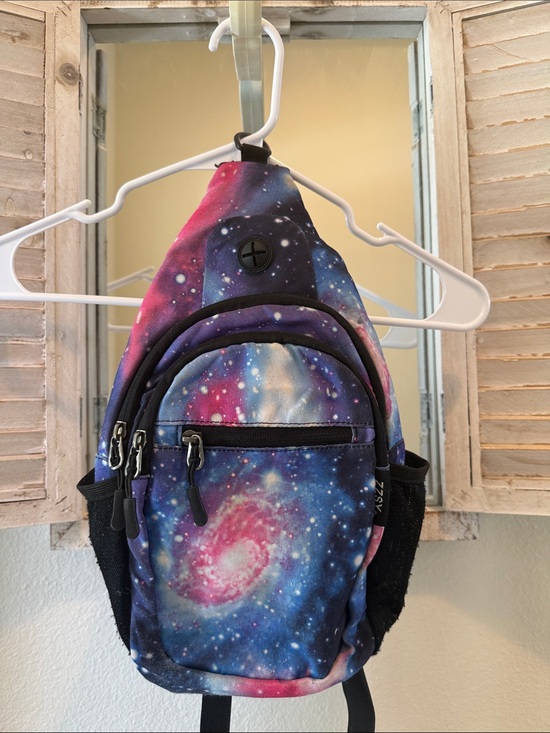 ZZSY Handbags - Galaxy Print Sling Crossbody Bag - Pink & Blue